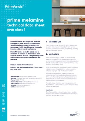 Prime Melamine Technical Data Sheet / BPIR